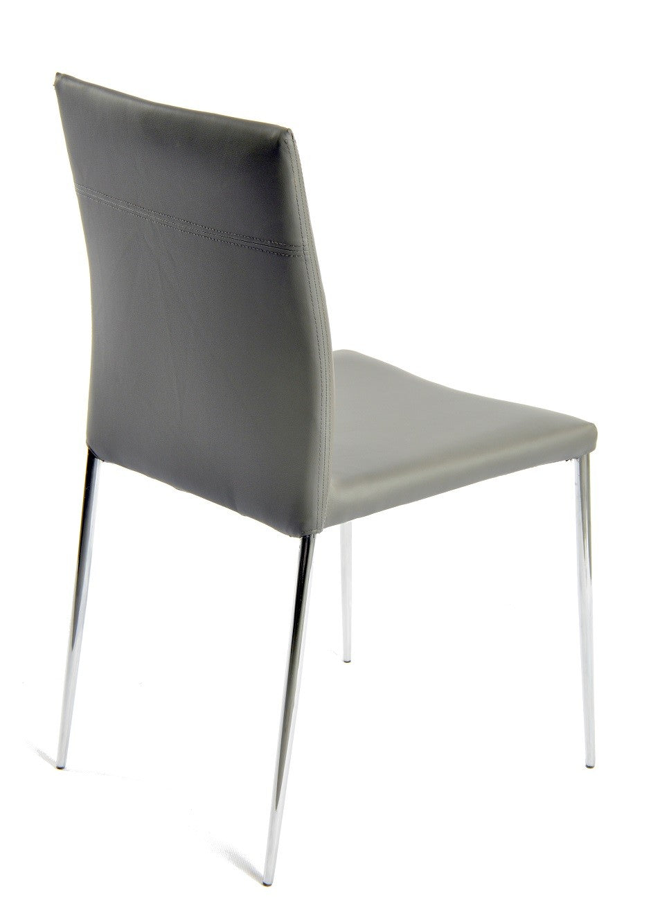 Silla INMA, apilable, metal, similpiel gris oscuro