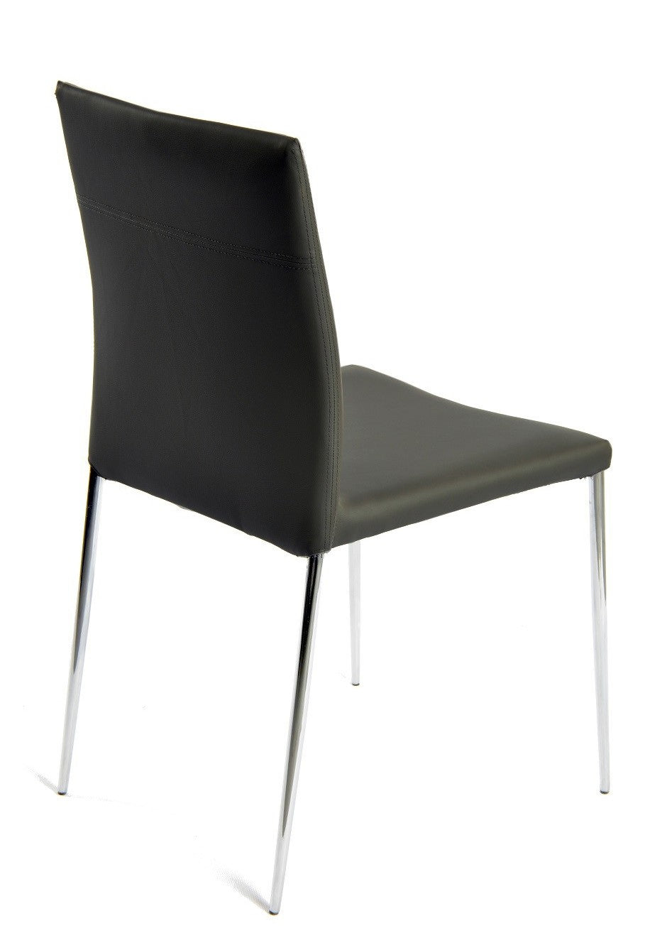 Silla INMA, apilable, metal, similpiel negra