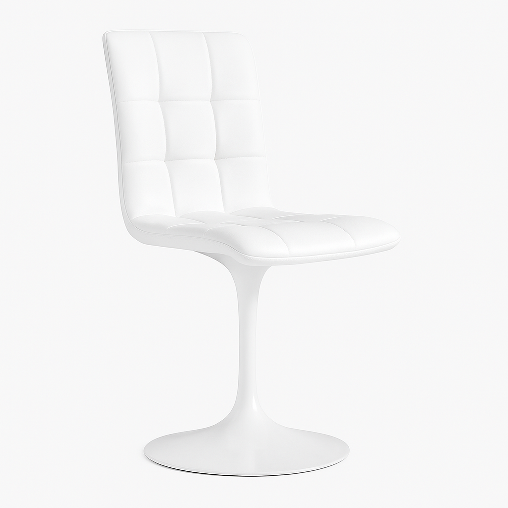 Silla IVONNE, metal blanco, tapizado similpiel blanca