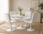 Silla IVONNE, metal blanco, tapizado similpiel blanca