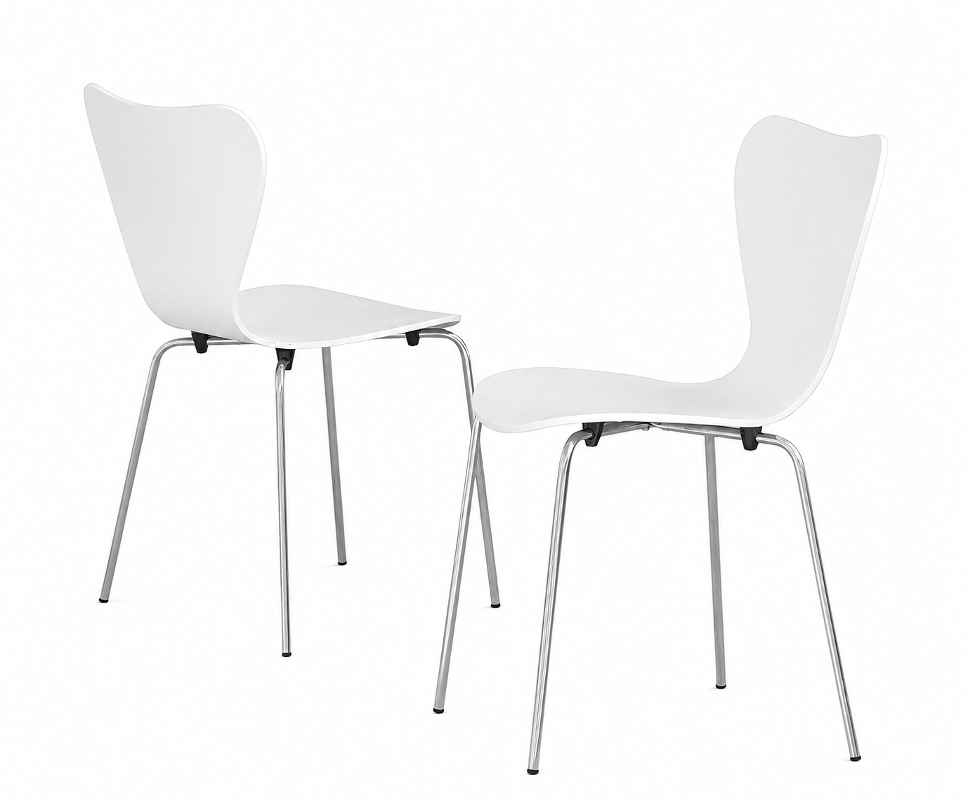 Silla JACOBO, apilable, cromada, acabado lacado blanco