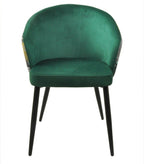 Silla LYDIA, metal, tapizado velvet verde con respaldo floral a juego