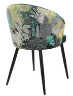 Silla LYDIA, metal, tapizado velvet verde con respaldo floral a juego