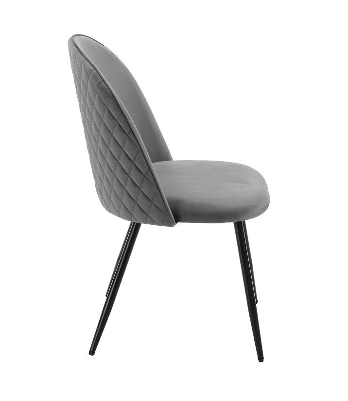 Silla MAGDA NEW, metal, tapizado velvet gris