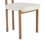 Silla MESINA, metal acabado de color madera, similpiel blanca