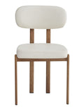 Silla MESINA, metal acabado de color madera, similpiel blanca