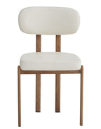 Silla MESINA, metal acabado de color madera, similpiel blanca