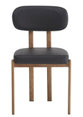 Silla MESINA, metal acabado de color madera, similpiel negra