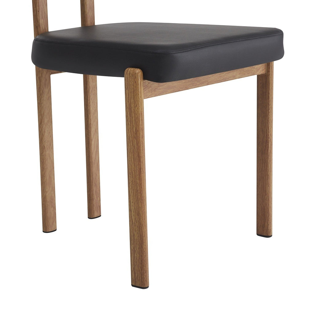 Silla MESINA, metal acabado de color madera, similpiel negra