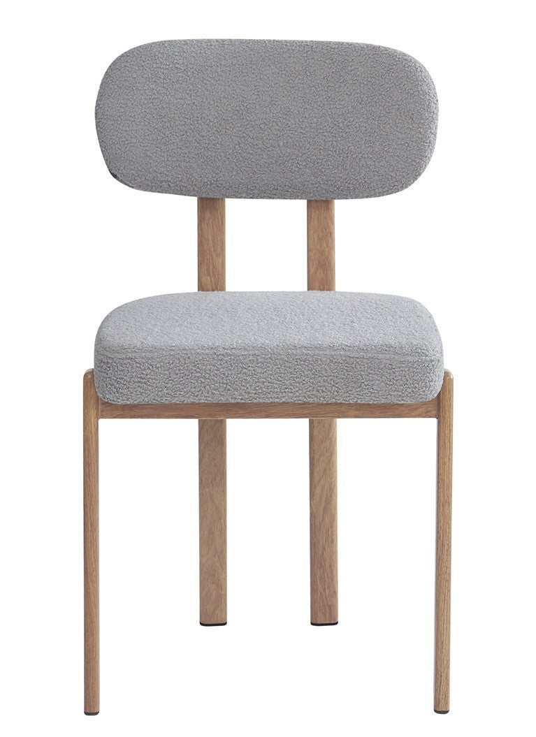Silla MESINA, metal acabado de color madera, tejido bouclé gris 24