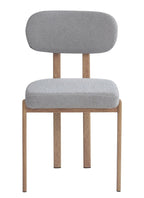 Silla MESINA, metal acabado de color madera, tejido bouclé gris 24