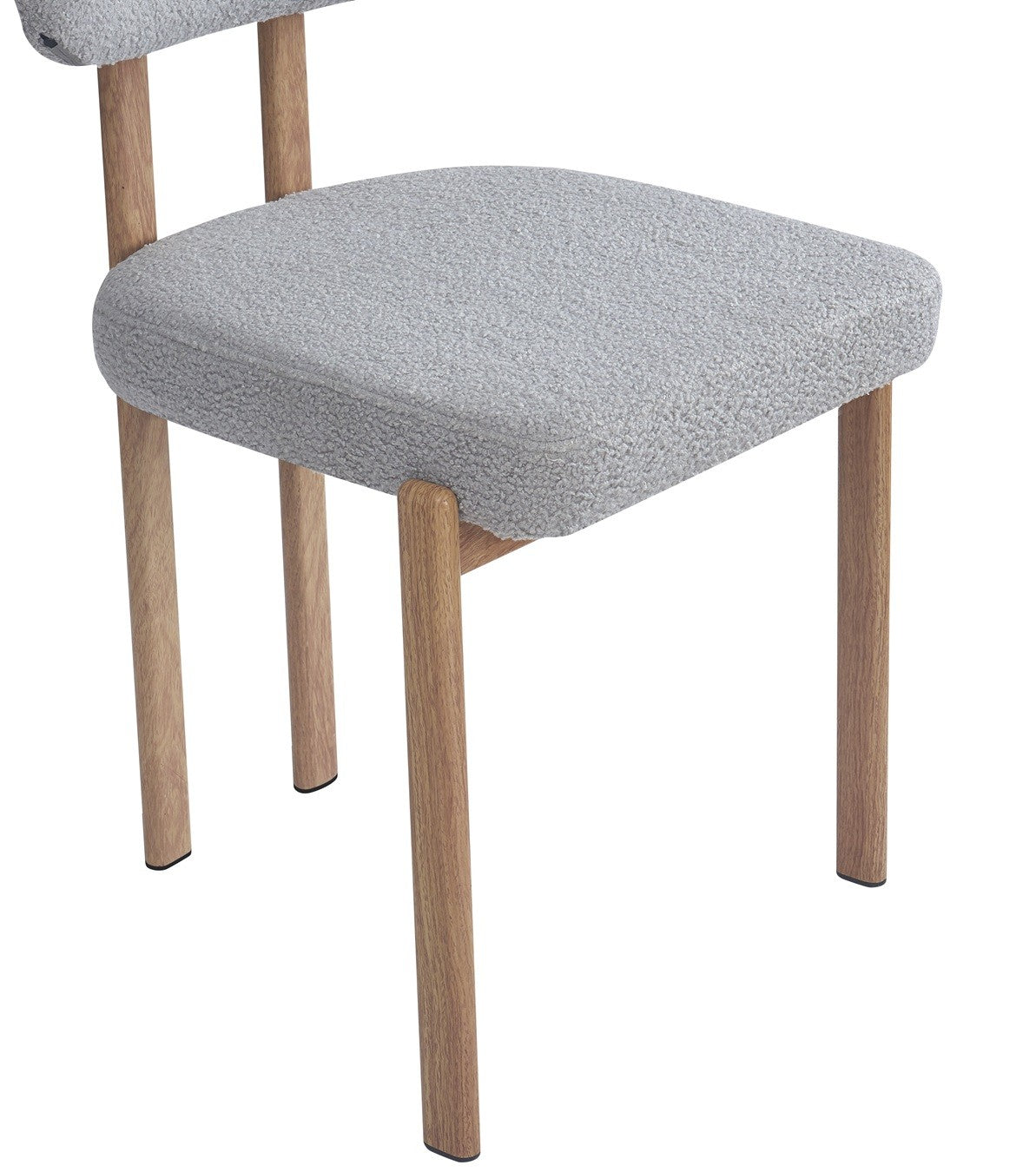 Silla MESINA, metal acabado de color madera, tejido bouclé gris 24