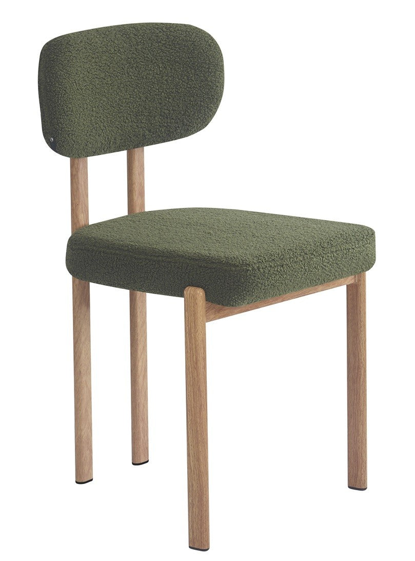 Silla MESINA, metal acabado de color madera, tejido bouclé verde oscuro 23