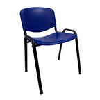 Silla NIZA, chasis negro y plástico azul