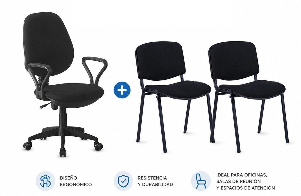 Silla NIZA NEW AM, chasis epoxi negro, tejido A1, color negro