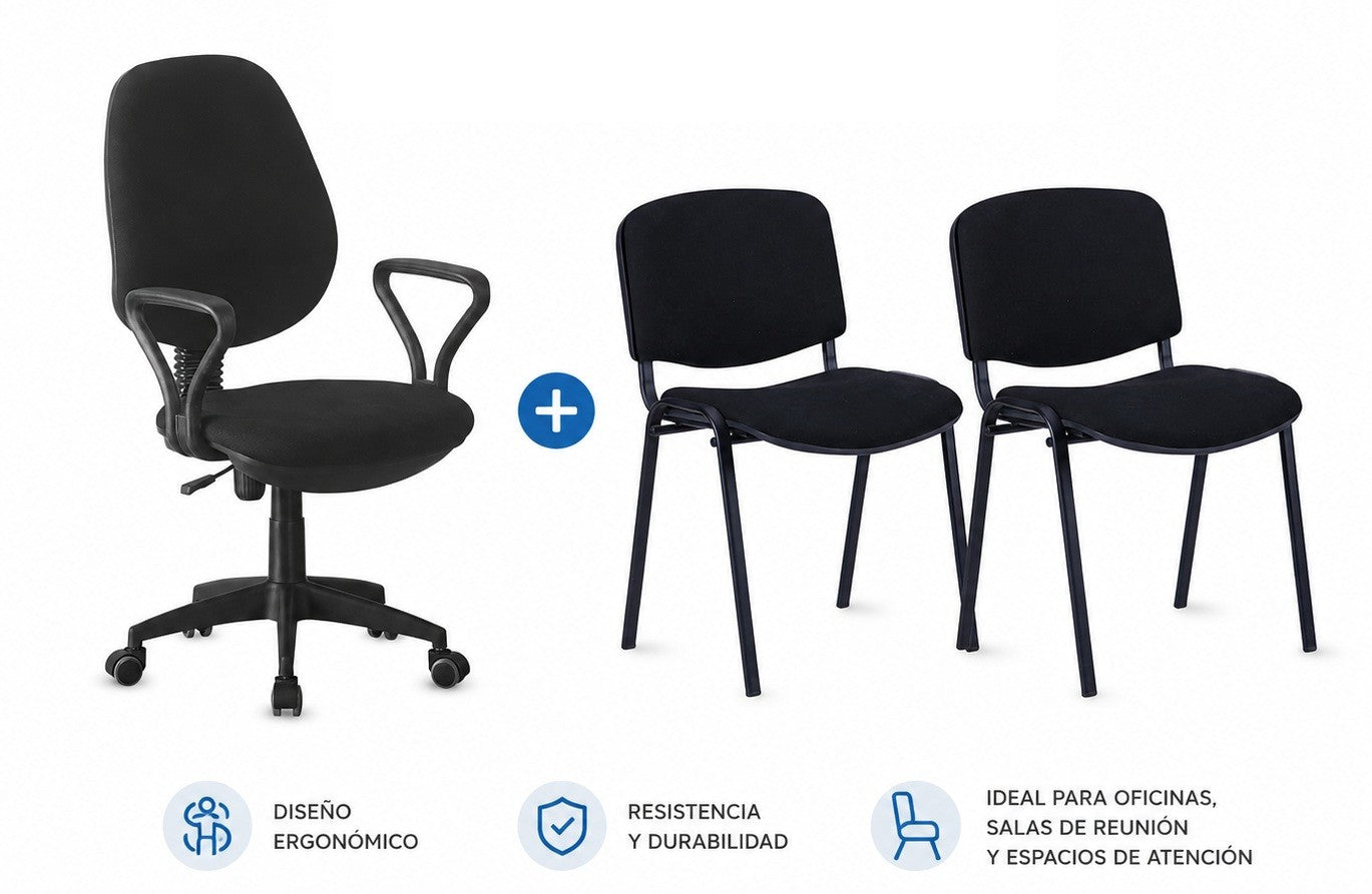 Silla NIZA NEW AM, chasis epoxi negro, tejido A1, color negro