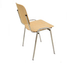 Silla NIZA NEW, chasis cromado, asiento y respaldo en madera natural