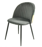 Silla PALM GREY, metal, tapizado velvet gris con trasera palm