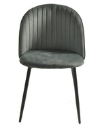 Silla PALM GREY, metal, tapizado velvet gris con trasera palm