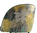 Silla PALM SKY BLUE, metal, tapizado velvet azul con trasera palm