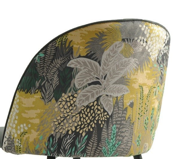 Silla PALM SKY BLUE, metal, tapizado velvet azul con trasera palm