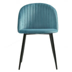 Silla PALM SKY BLUE, metal, tapizado velvet azul con trasera palm
