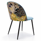 Silla PALM SKY BLUE, metal, tapizado velvet azul con trasera palm