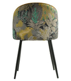 Silla PALM YELLOW, metal, tapizado velvet amarillo con trasera palm