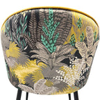 Silla PALM YELLOW, metal, tapizado velvet amarillo con trasera palm