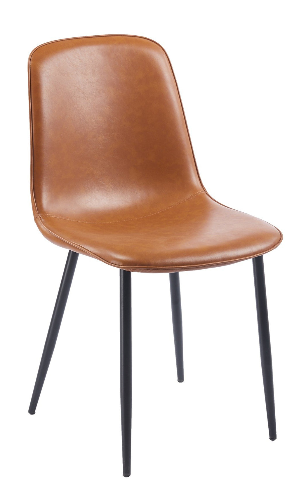 Silla PEÑAFIEL, metal, similpiel vintage marrón