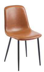 Silla PEÑAFIEL, metal, similpiel vintage marrón