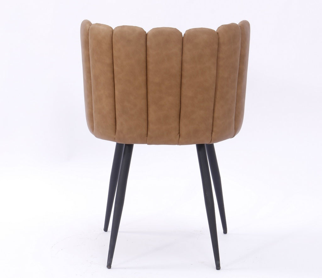Silla RAMSÉS, metal, tapizado similpiel marrón claro