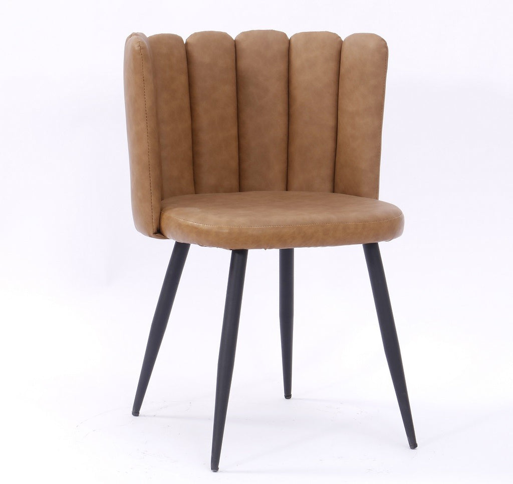 Silla RAMSÉS, metal, tapizado similpiel marrón claro