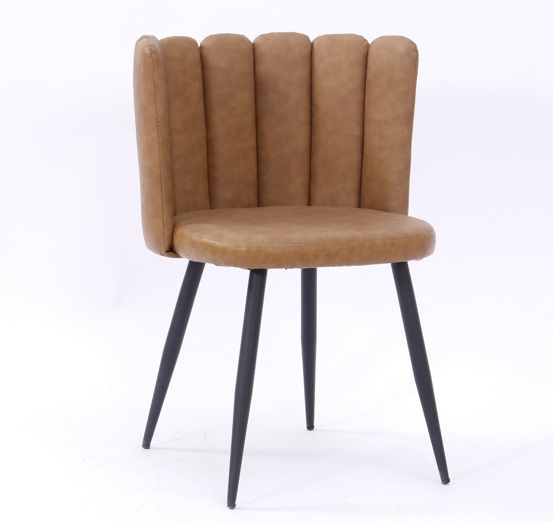 Silla RAMSÉS, metal, tapizado similpiel marrón claro