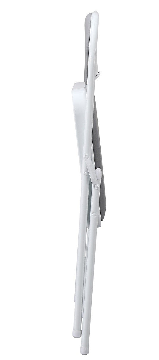 Silla SMART, plegable, metal, epoxi blanco, vinilo gris claro