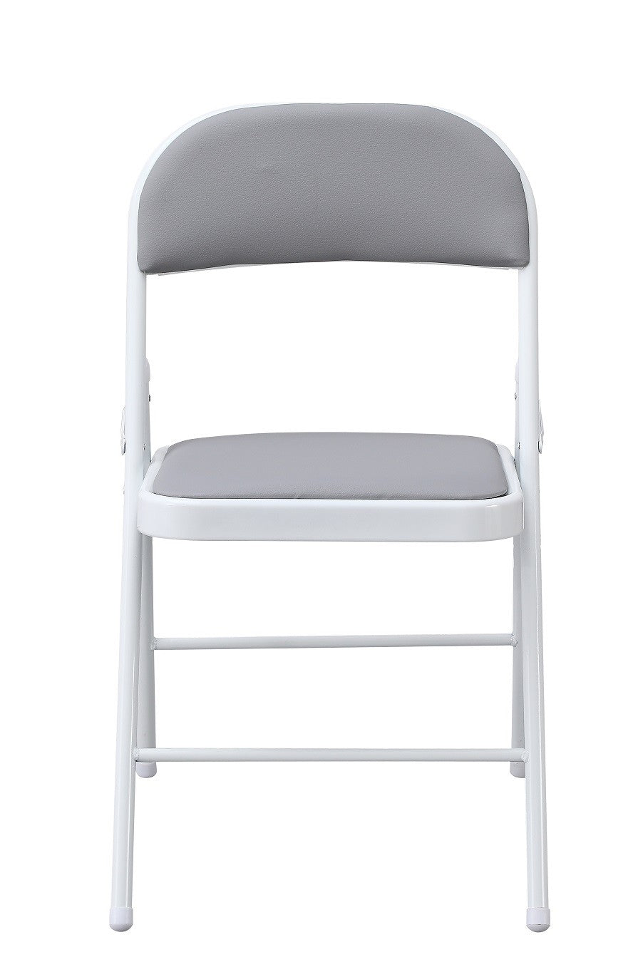 Silla SMART, plegable, metal, epoxi blanco, vinilo gris claro