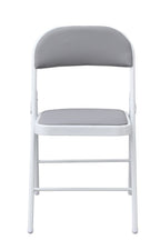 Silla SMART, plegable, metal, epoxi blanco, vinilo gris claro