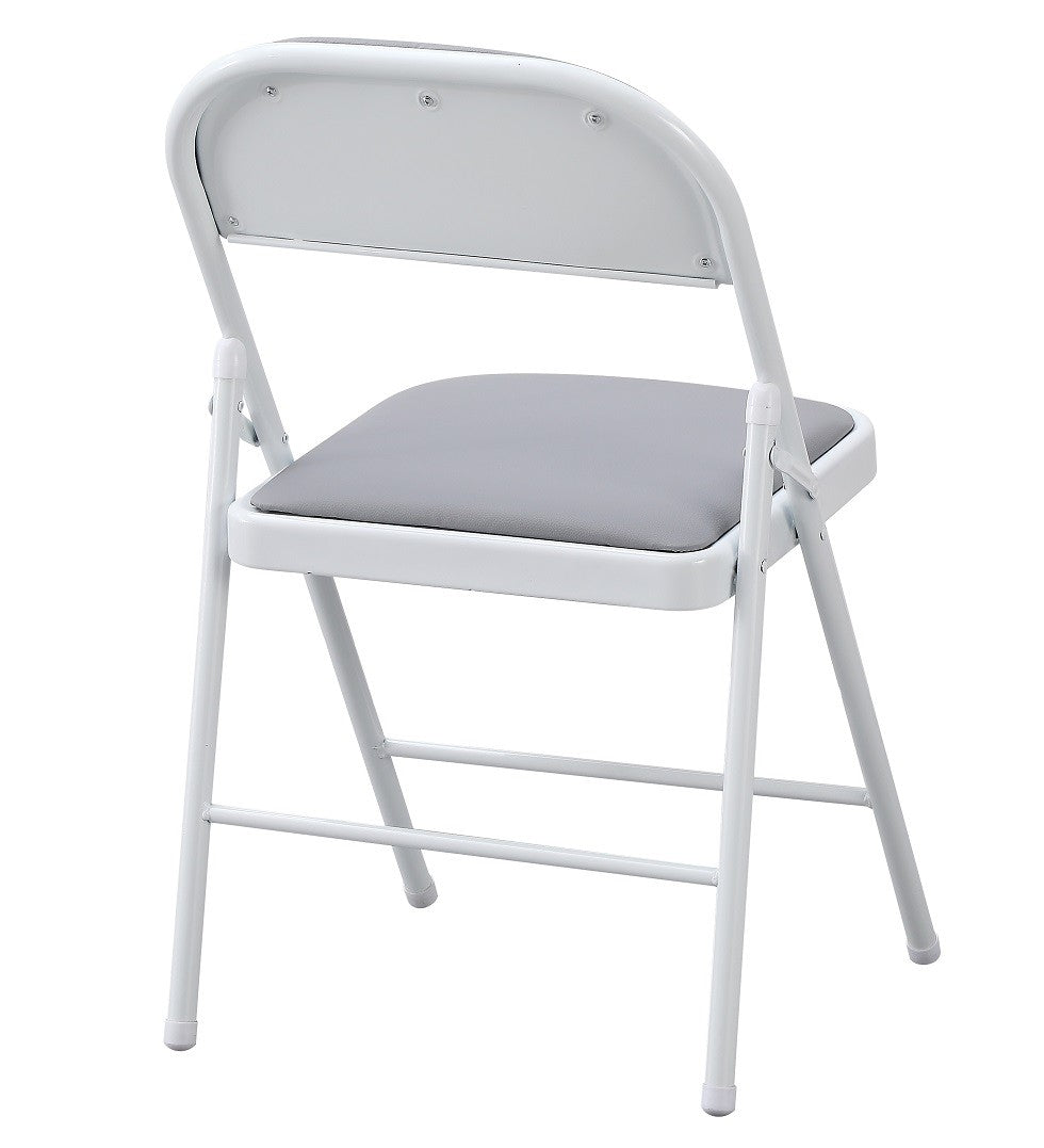 Silla SMART, plegable, metal, epoxi blanco, vinilo gris claro