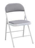 Silla SMART, plegable, metal, epoxi blanco, vinilo gris claro
