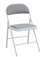 Silla SMART, plegable, metal, epoxi blanco, vinilo gris claro
