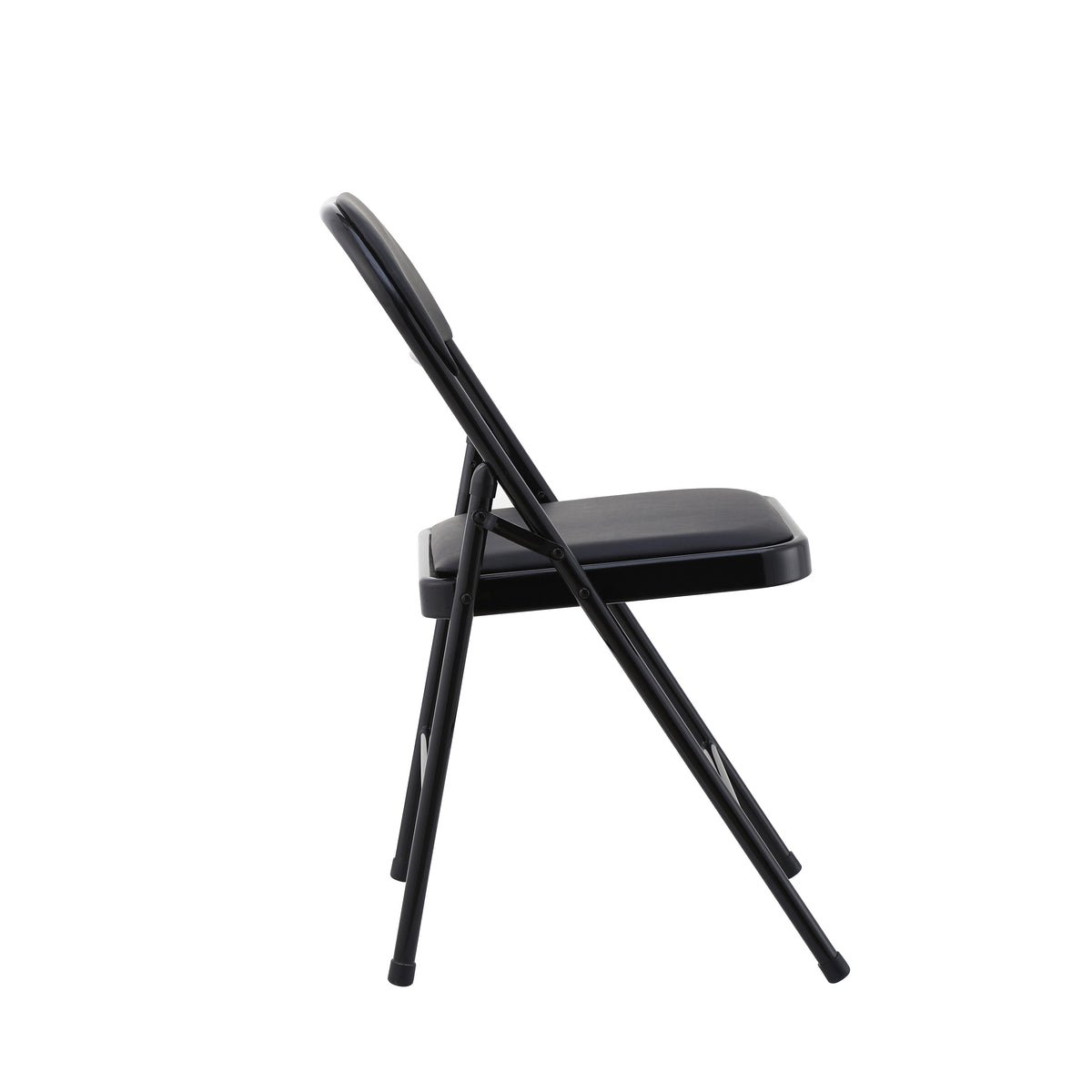 Silla SMART, plegable, metal, epoxi negro, vinilo negro