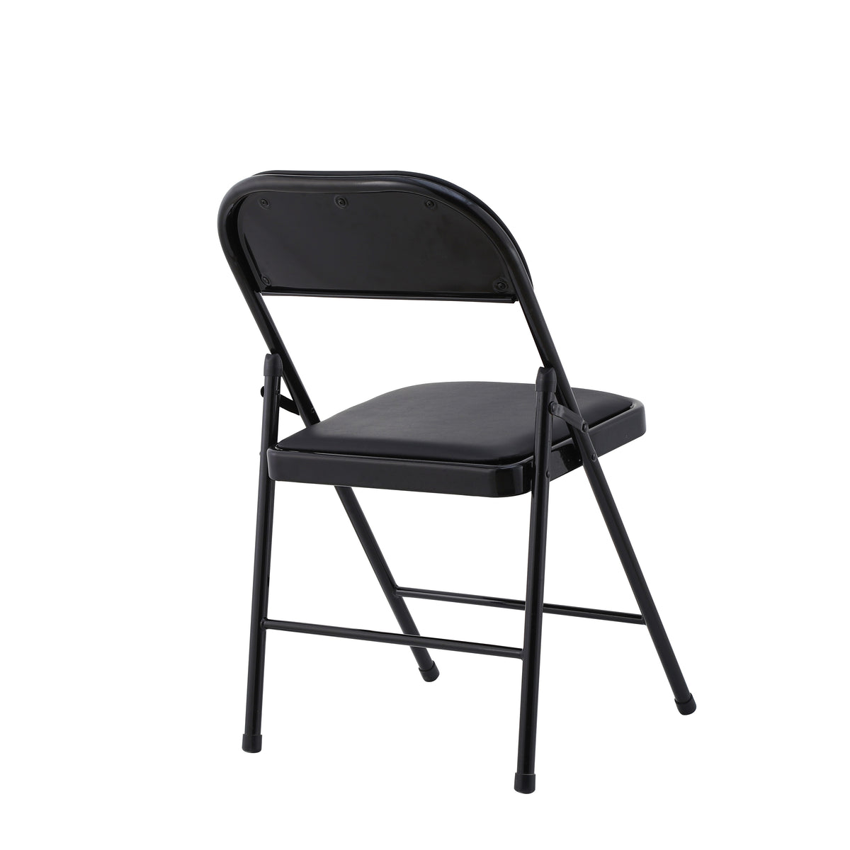 Silla SMART, plegable, metal, epoxi negro, vinilo negro