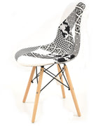 Silla STAR, madera, tejido patchwork combi bgn