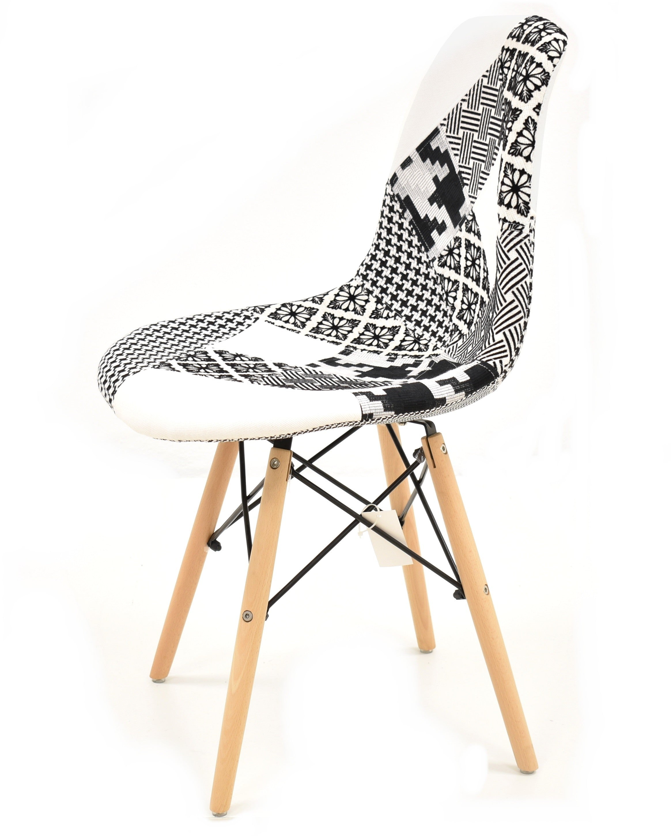 Silla STAR, madera, tejido patchwork combi bgn