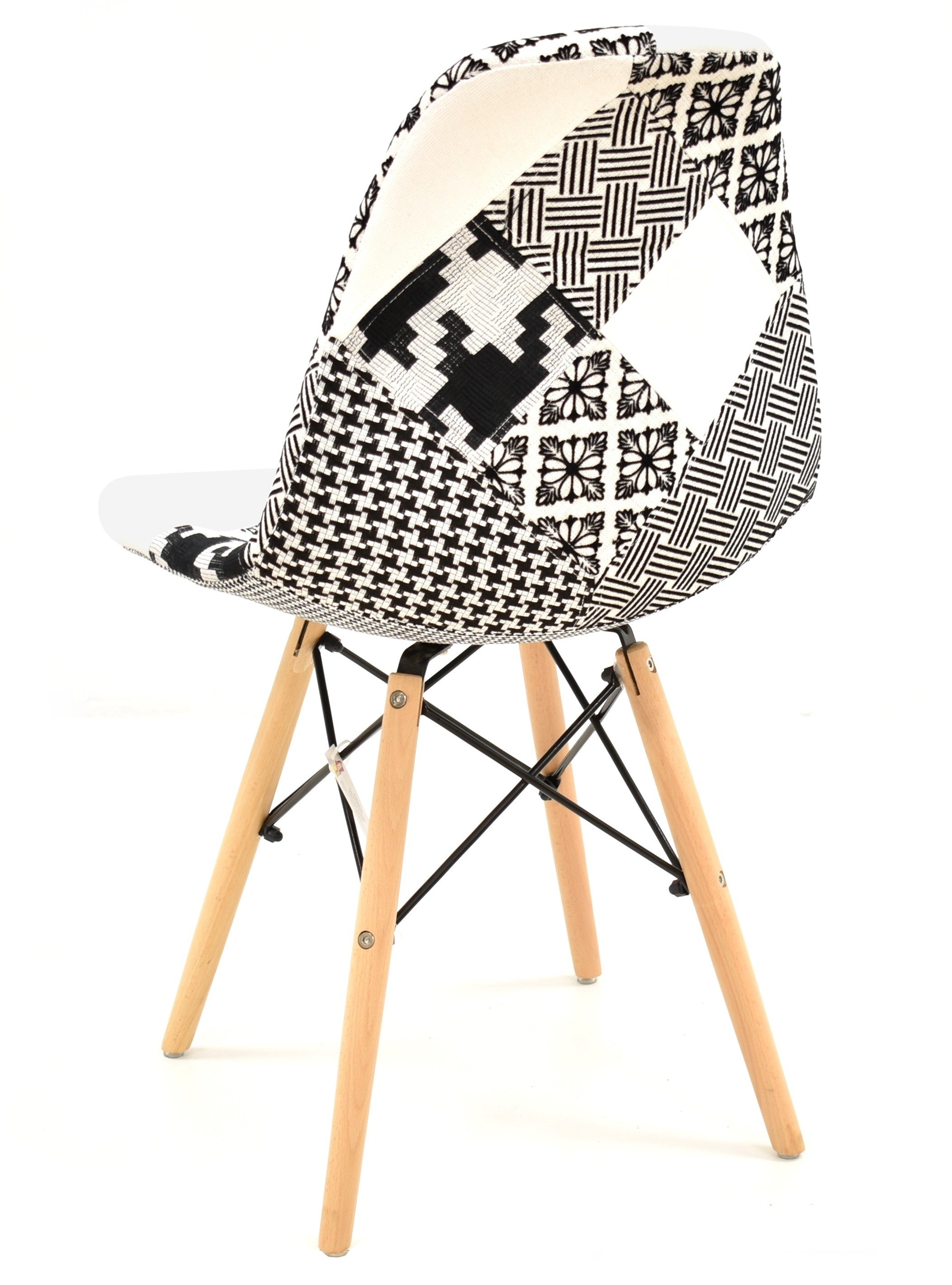 Silla STAR, madera, tejido patchwork combi bgn