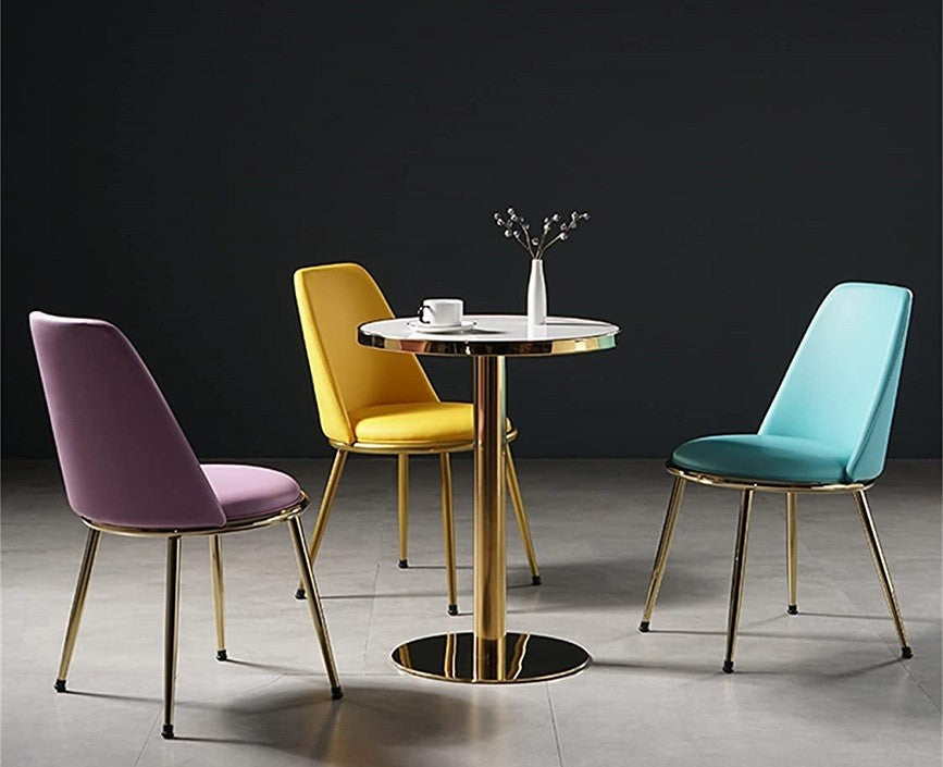 Silla TAVIRA, metal, cromado dorado, tapizado velvet gris