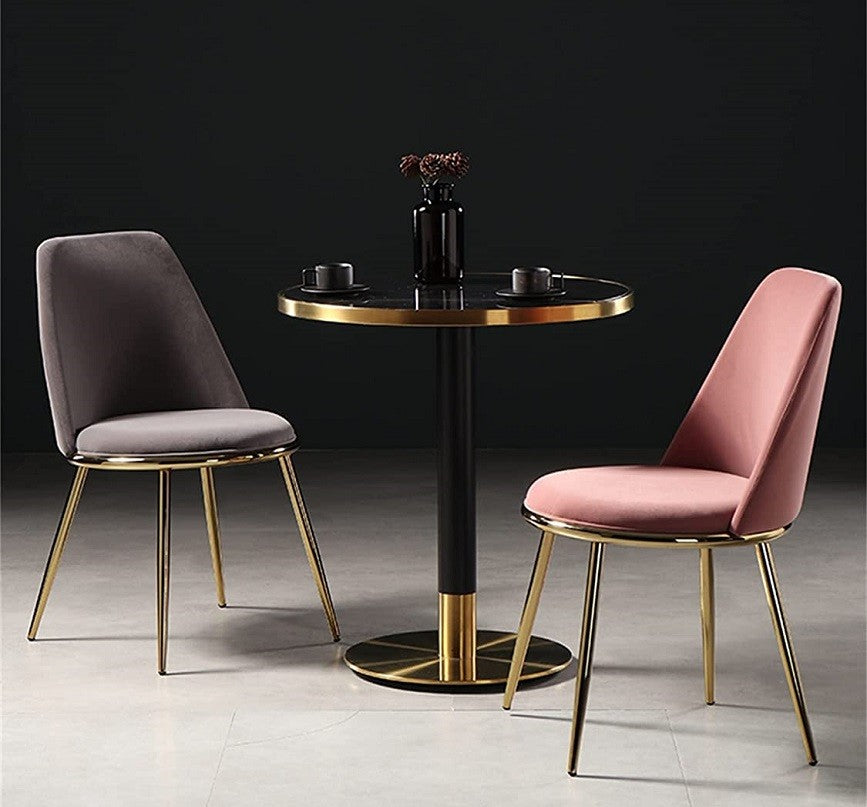 Silla TAVIRA, metal, cromado dorado, tapizado velvet gris