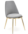 Silla TAVIRA, metal, cromado dorado, tapizado velvet gris