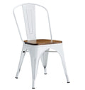 Silla TOL EK WOOD, acero, blanca, asiento madera