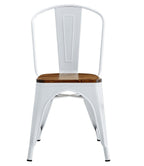 Silla TOL EK WOOD, acero, blanca, asiento madera